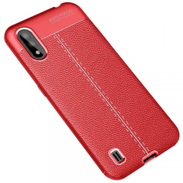 Чехол-накладка Litchi Grain для Samsung Galaxy M01 (красный)