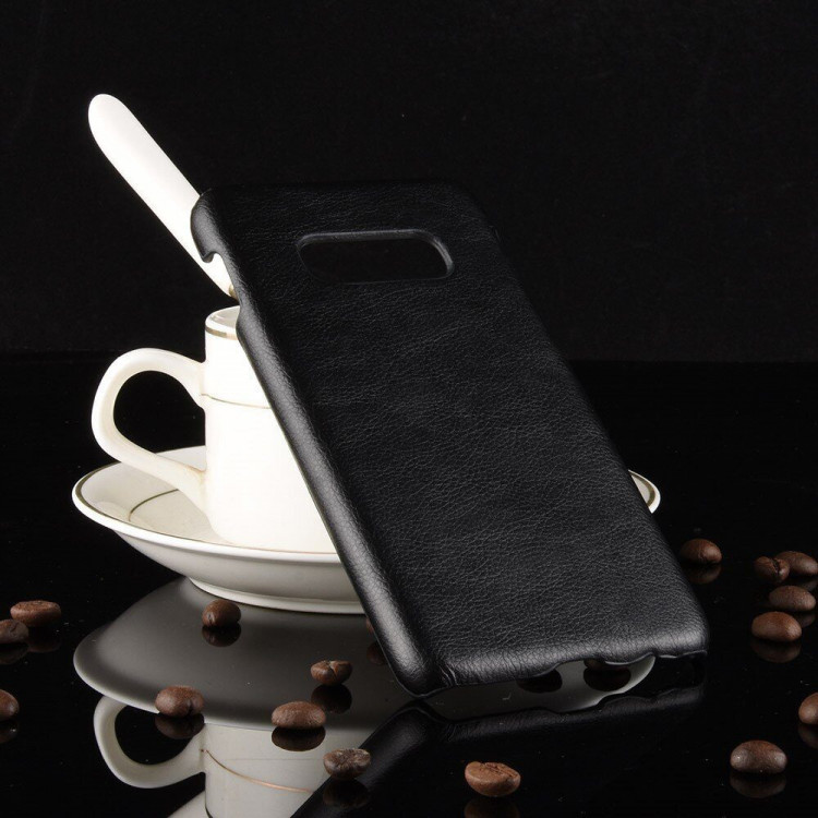 Кожаная накладка-чехол Litchi Texture для Samsung Galaxy S10e (черный)