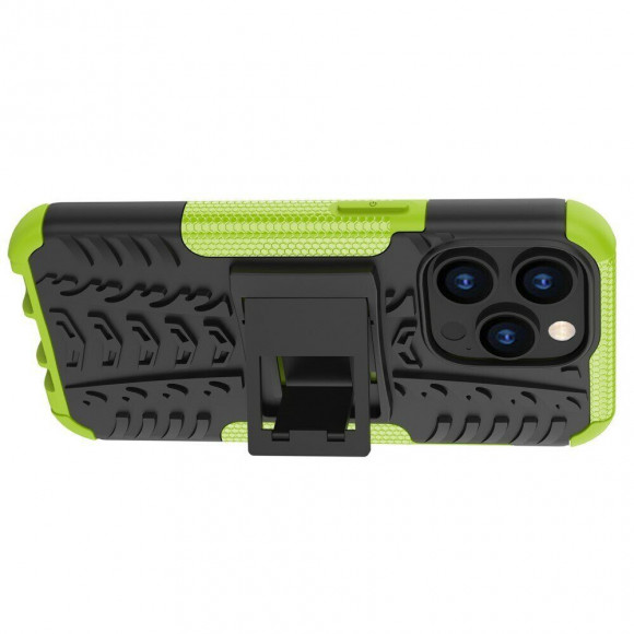 Чехол Hybrid Armor для iPhone 14 Pro Max (черный + зеленый)