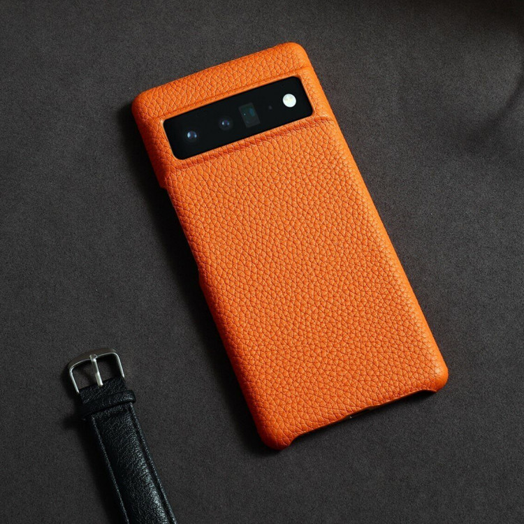 Кожаный чехол Cowhide для Google Pixel 6 Pro (оранжевый)