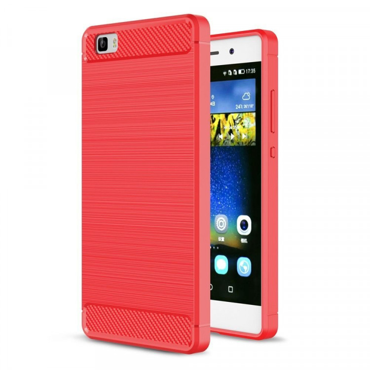 Чехол-накладка Carbon Fibre для Huawei P8 Lite (красный)
