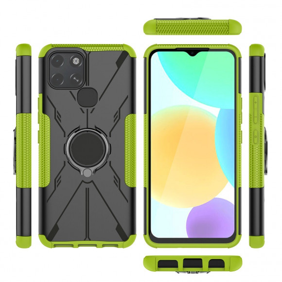 Чехол Armor Shockproof Ring Holder для Infinix Smart 6 (черный + зеленый) Чехол Armor Shockproof Ring Holder для Infinix Smart 6 (черный + зеленый)