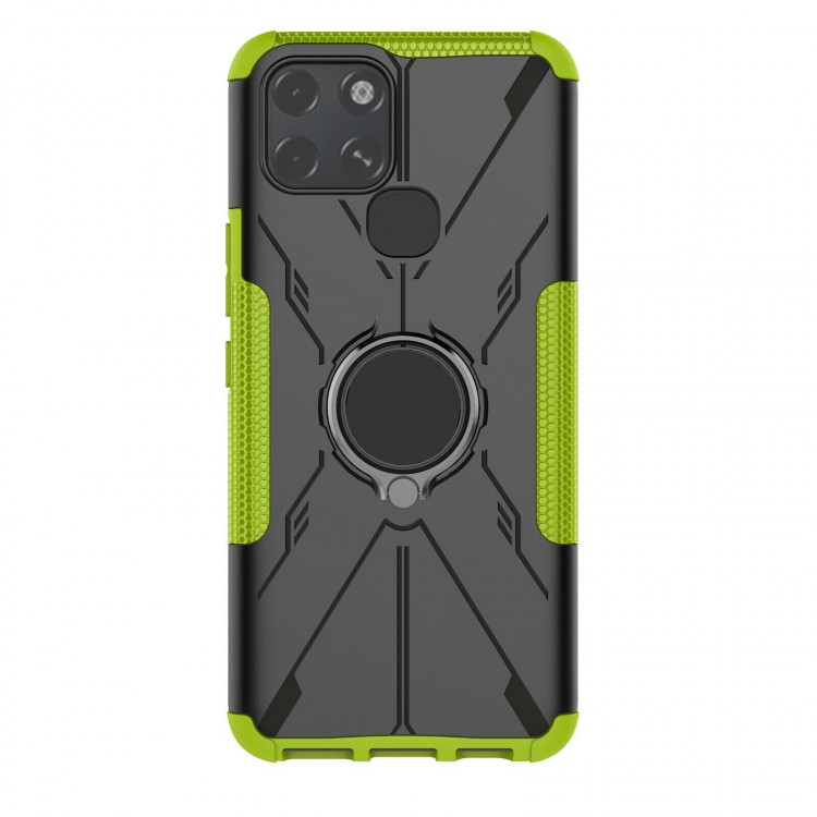 Чехол Armor Shockproof Ring Holder для Infinix Smart 6 (черный + зеленый)