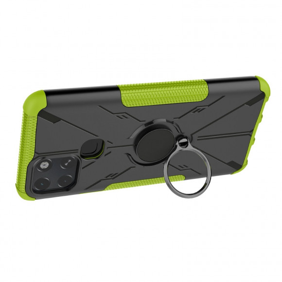 Чехол Armor Shockproof Ring Holder для Infinix Smart 6 (черный + зеленый) Чехол Armor Shockproof Ring Holder для Infinix Smart 6 (черный + зеленый)