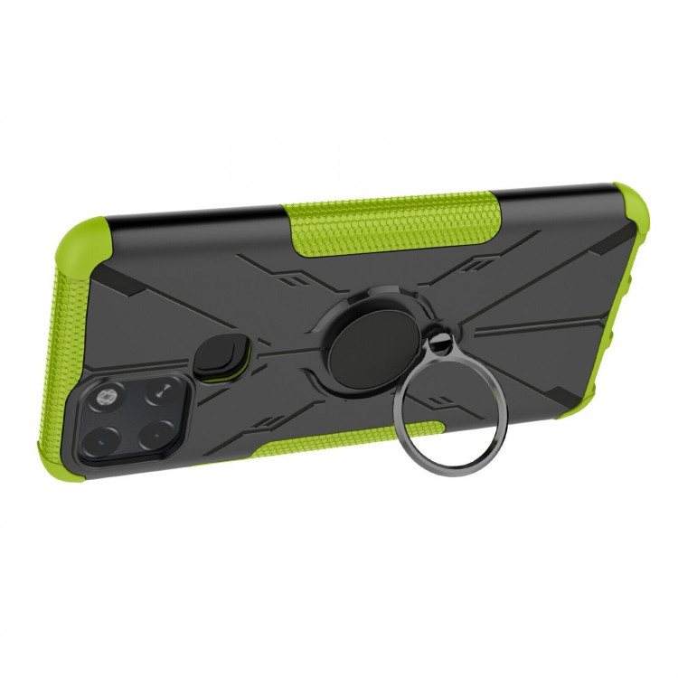 Чехол Armor Shockproof Ring Holder для Infinix Smart 6 (черный + зеленый)