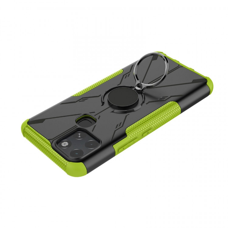Чехол Armor Shockproof Ring Holder для Infinix Smart 6 (черный + зеленый)