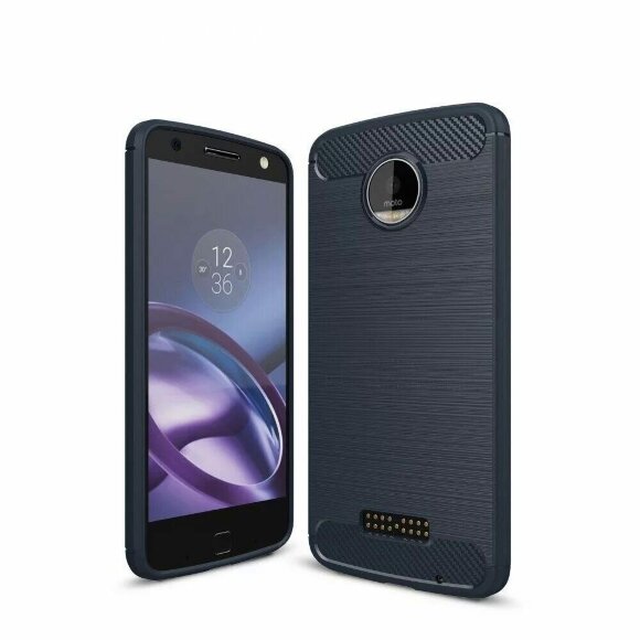 Чехол-накладка Carbon Fibre для Motorola Moto Z Force (темно-синий)