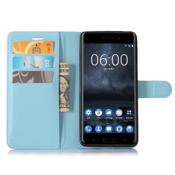 Чехол с визитницей для Nokia 6 (голубой)