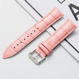 Кожаный ремешок Crocodile Design для часов 18мм (розовый)