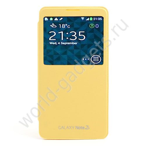 Задняя крышка-чехол с окном для Samsung Galaxy Note 3 / N9000 (желтый)