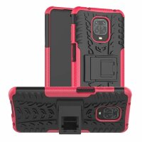 Чехол Hybrid Armor для Redmi Note 9S / Note 9 Pro / Note 9 Pro Max (черный + розовый)