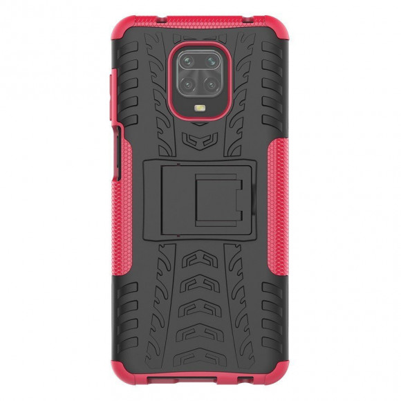 Чехол Hybrid Armor для Redmi Note 9S / Note 9 Pro / Note 9 Pro Max (черный + розовый)