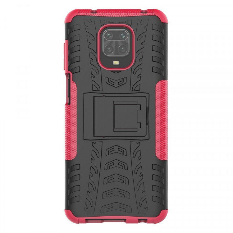 Чехол Hybrid Armor для Redmi Note 9S / Note 9 Pro / Note 9 Pro Max (черный + розовый)