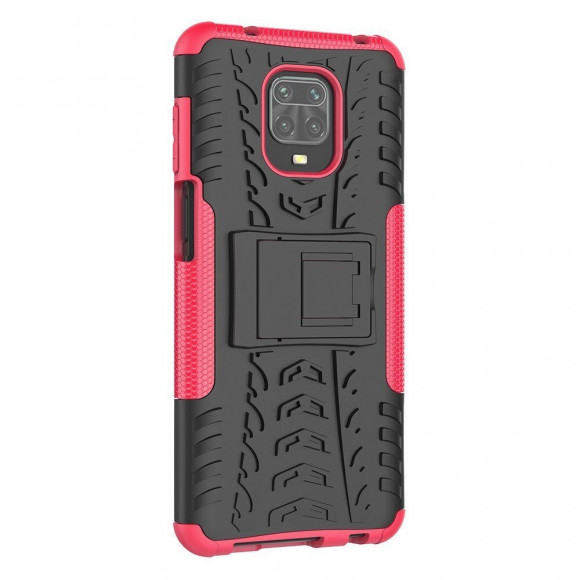 Чехол Hybrid Armor для Redmi Note 9S / Note 9 Pro / Note 9 Pro Max (черный + розовый)