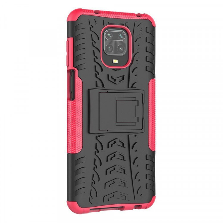 Чехол Hybrid Armor для Redmi Note 9S / Note 9 Pro / Note 9 Pro Max (черный + розовый)