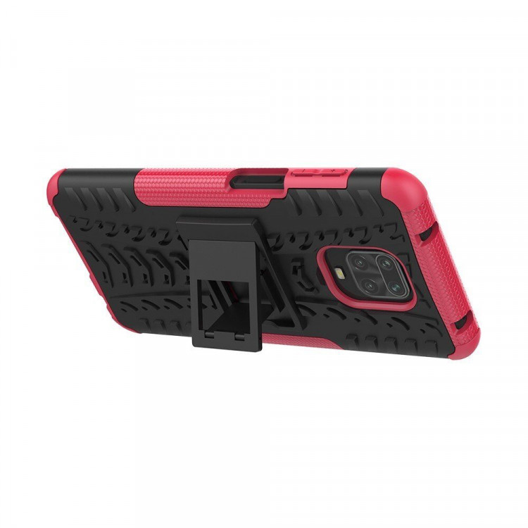 Чехол Hybrid Armor для Redmi Note 9S / Note 9 Pro / Note 9 Pro Max (черный + розовый)