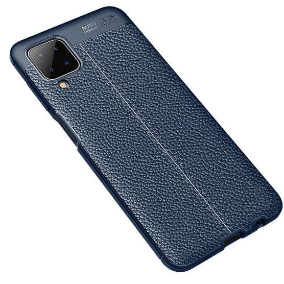 Чехол-накладка Litchi Grain для Samsung Galaxy A12 (темно-синий) Чехол-накладка Litchi Grain для Samsung Galaxy A12 (темно-синий)