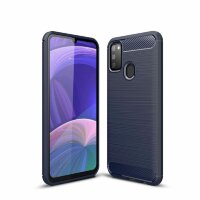 Чехол-накладка Carbon Fibre для Samsung Galaxy M30s / Galaxy M21 (темно-синий)