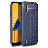 Чехол-накладка Litchi Grain для Samsung Galaxy M01 (темно-синий) Чехол-накладка Litchi Grain для Samsung Galaxy M01 (темно-синий)