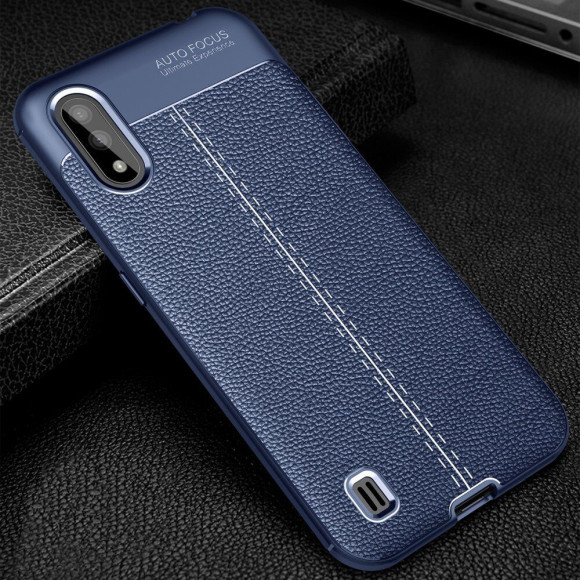 Чехол-накладка Litchi Grain для Samsung Galaxy M01 (темно-синий)