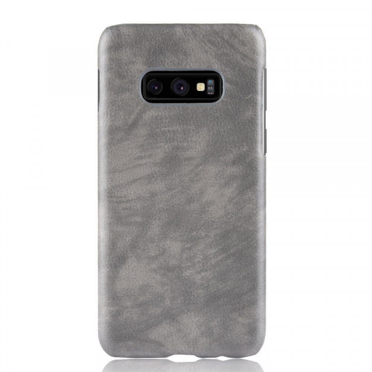 Кожаная накладка-чехол Litchi Texture для Samsung Galaxy S10e (серый)