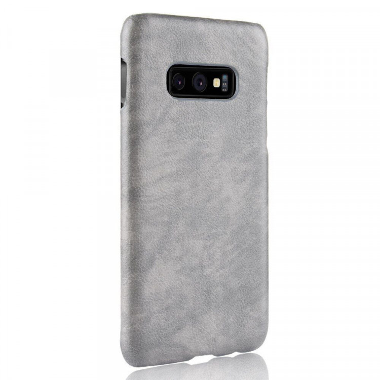 Кожаная накладка-чехол Litchi Texture для Samsung Galaxy S10e (серый)