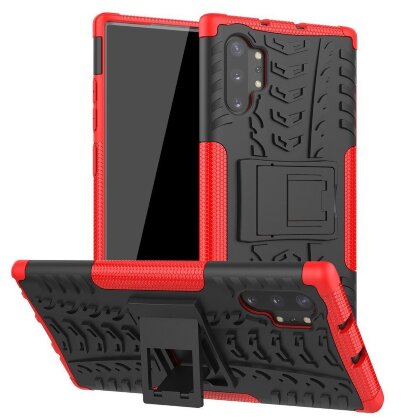 Чехол Hybrid Armor для Samsung Galaxy Note 10+ (Plus) (черный + красный)