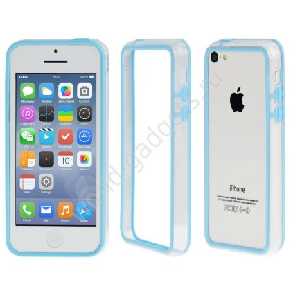 Прозрачный бампер для iPhone 5C (голубой)