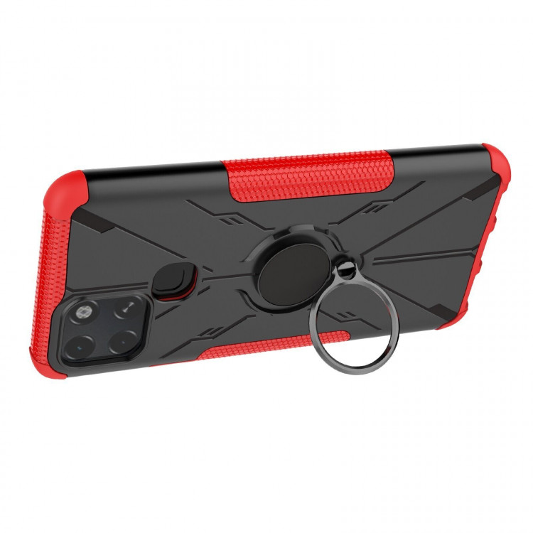 Чехол Armor Shockproof Ring Holder для Infinix Smart 6 (черный + красный)