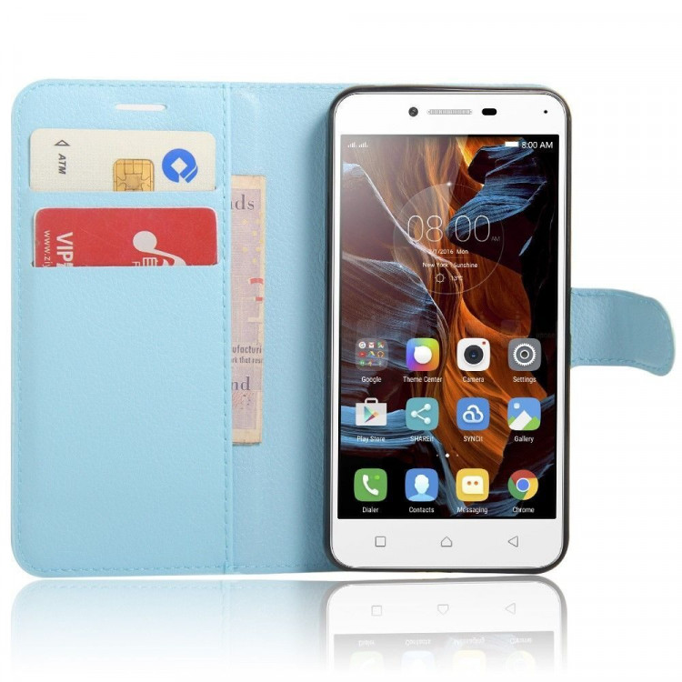 Чехол с визитницей для Lenovo Vibe K5 / K5 Plus (голубой)