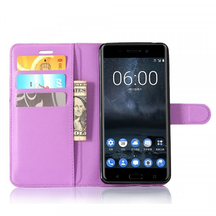 Чехол с визитницей для Nokia 6 (фиолетовый)