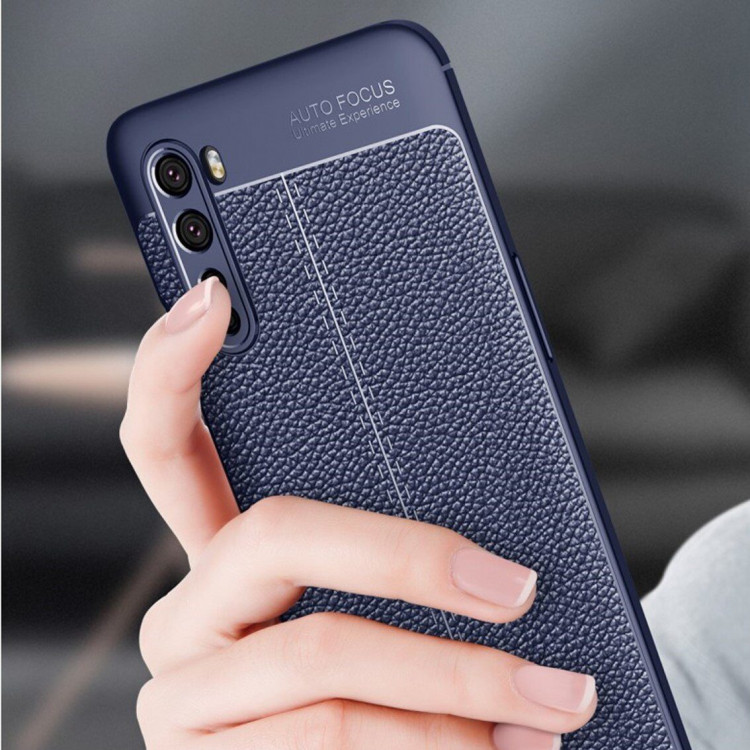 Чехол-накладка Litchi Grain для OnePlus Nord (темно-синий)