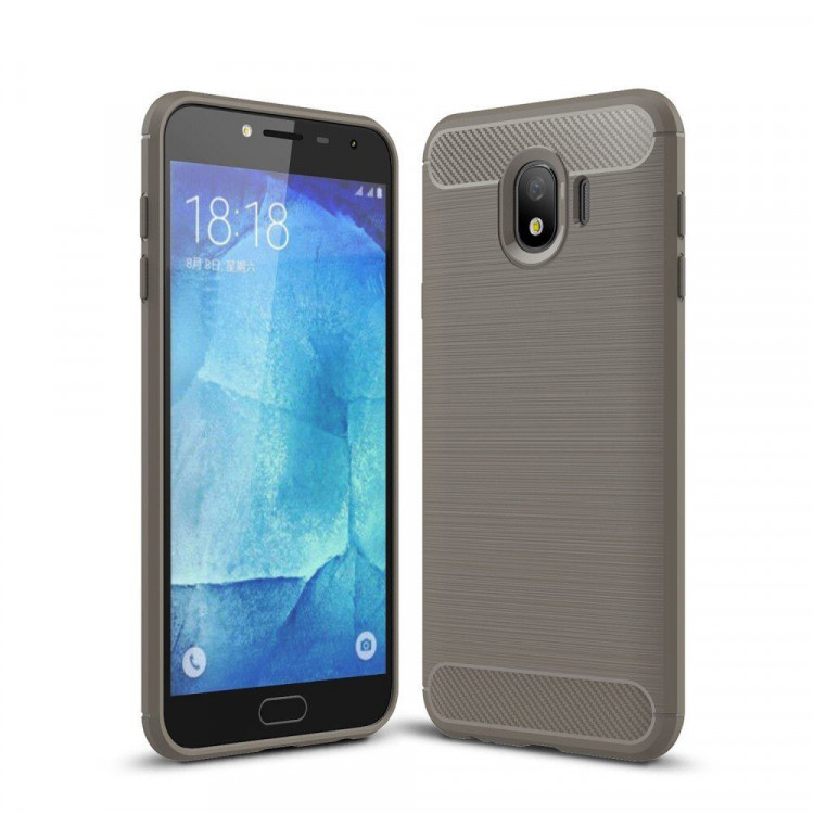 Чехол-накладка Carbon Fibre для Samsung Galaxy J4 (2018) (серый)