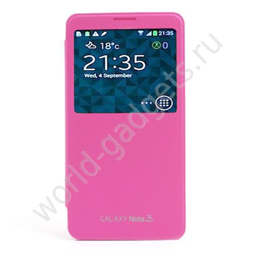 Задняя крышка-чехол с окном для Samsung Galaxy Note 3 / N9000 (малиновый)