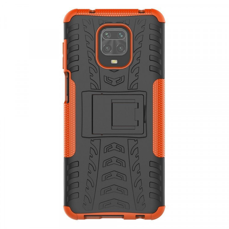 Чехол Hybrid Armor для Redmi Note 9S / Note 9 Pro / Note 9 Pro Max (черный + оранжевый)