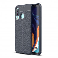 Чехол-накладка Litchi Grain для Samsung Galaxy A60 / Galaxy M40 (темно-синий)