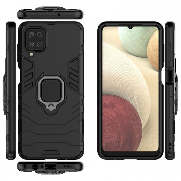 Чехол Armor Ring Holder для Samsung Galaxy A12 (черный) Чехол Armor Ring Holder для Samsung Galaxy A12 (черный)