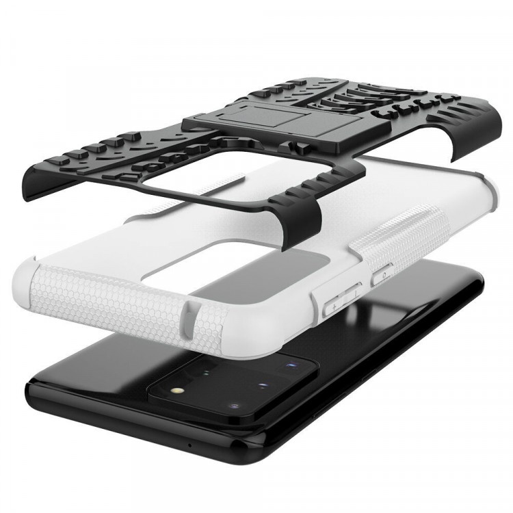 Чехол Hybrid Armor для Samsung Galaxy S20 Ultra (черный + белый)