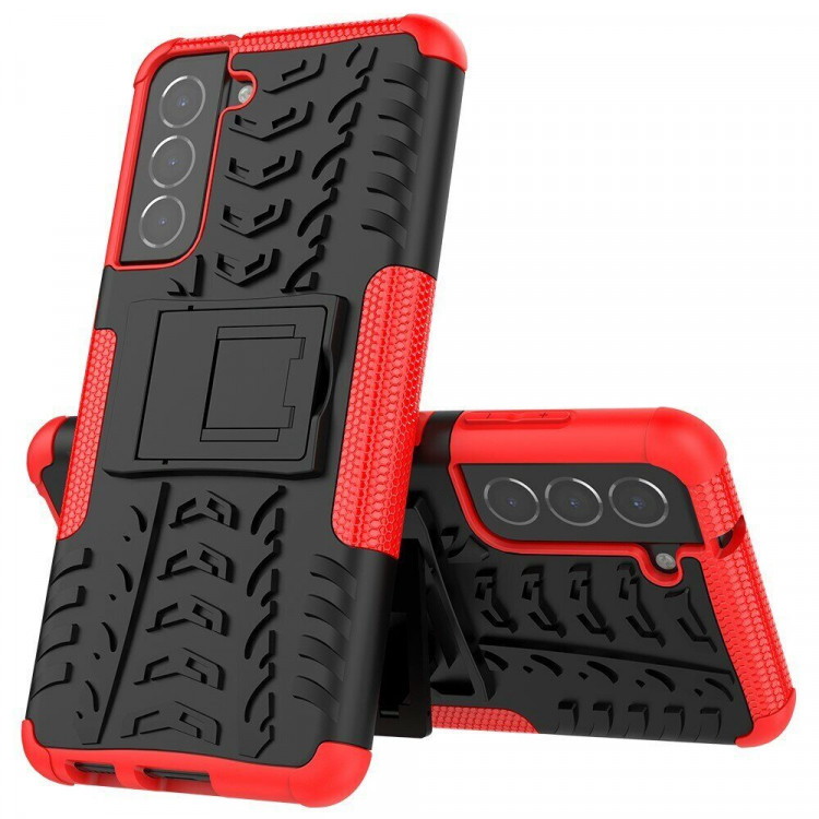 Чехол Hybrid Armor для Samsung Galaxy S21 FE (черный + красный)