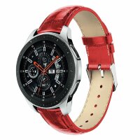 Кожаный ремешок Crocodile Texture для Samsung Gear Sport / Gear S2 Classic / Galaxy Watch 42мм / Watch Active / Watch 3 (41мм) / Watch4 (красный)