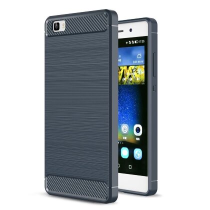 Чехол-накладка Carbon Fibre для Huawei P8 Lite (темно-синий)