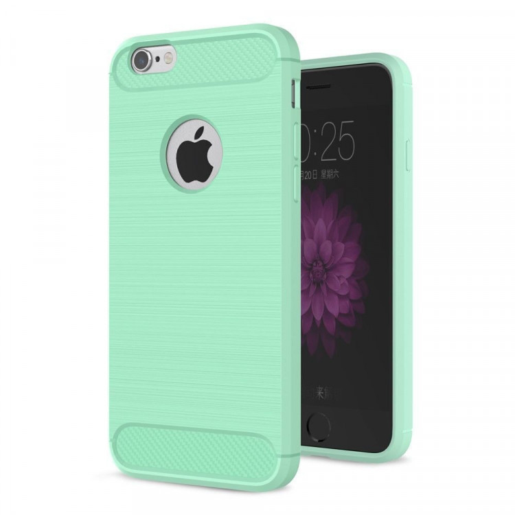 Чехол-накладка Carbon Fibre для iPhone 6 Plus / 6S Plus (сине-зеленый)