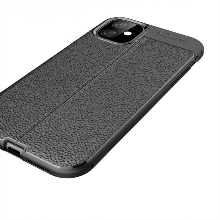 Чехол-накладка Litchi Grain для iPhone 11 (черный)