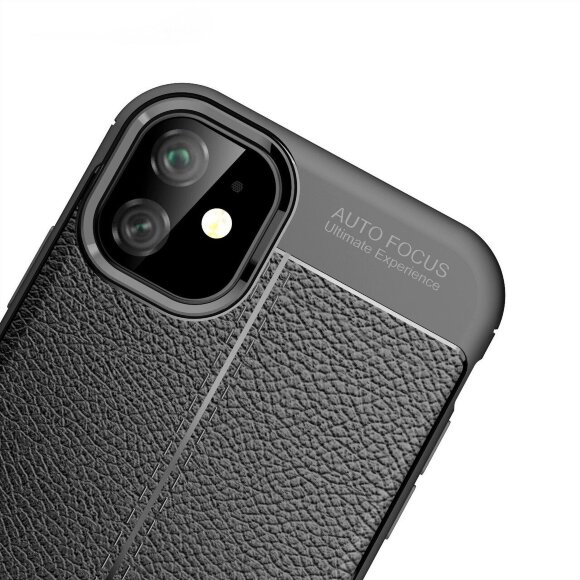 Чехол-накладка Litchi Grain для iPhone 11 (черный)