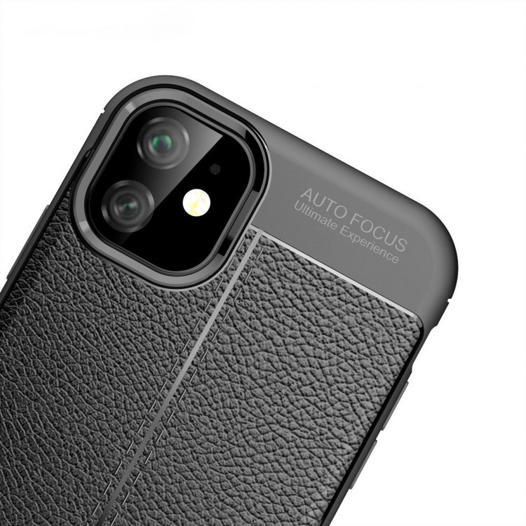 Чехол-накладка Litchi Grain для iPhone 11 (черный)