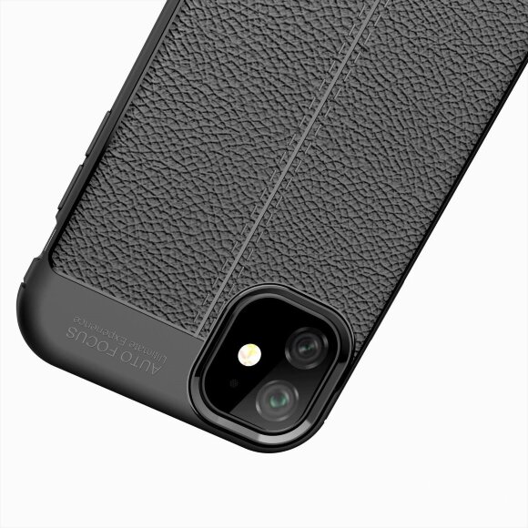Чехол-накладка Litchi Grain для iPhone 11 (черный)