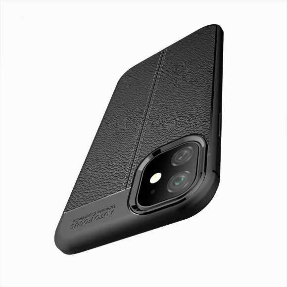 Чехол-накладка Litchi Grain для iPhone 11 (черный)