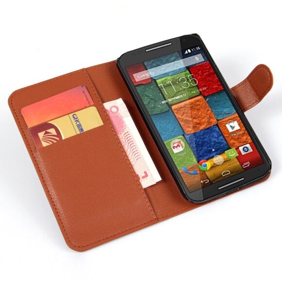 Чехол с визитницей для Motorola Moto X gen 2 (коричневый)