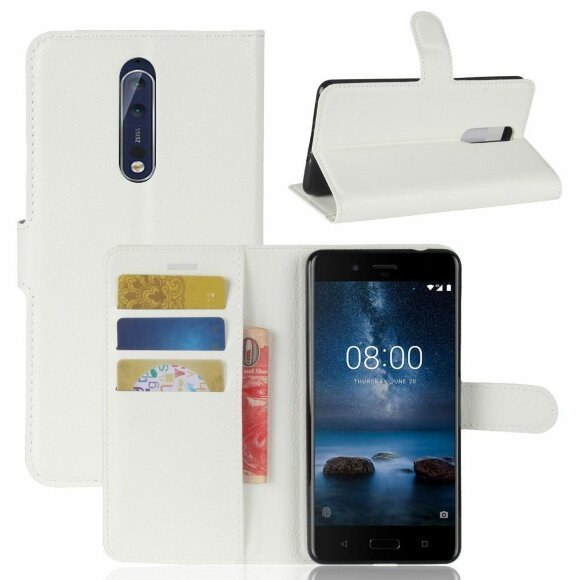 Чехол с визитницей для Nokia 8 (белый)