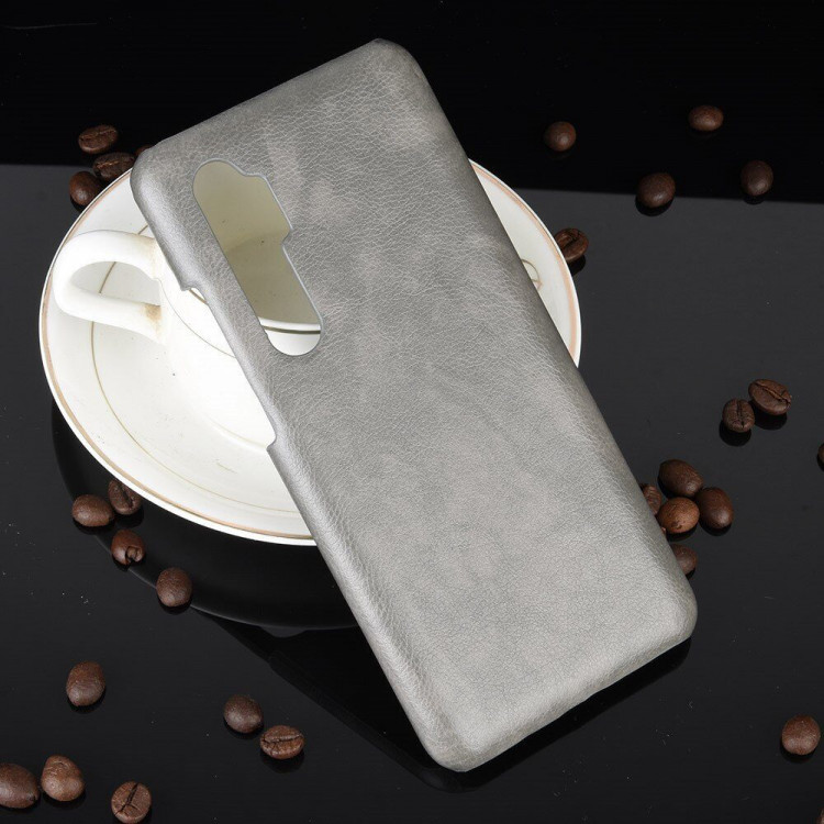 Кожаная накладка-чехол для Xiaomi Mi Note 10 Lite (серый)